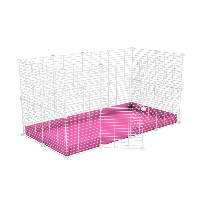 A 4x2 C&C rabbit cage with safe small hole white CC grids pink coroplast by kavee USA