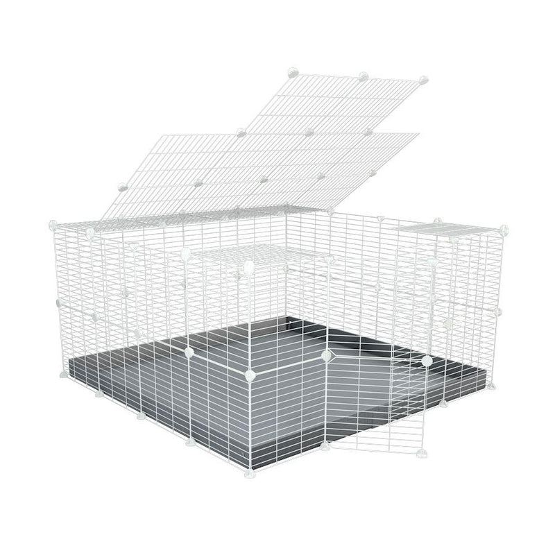 A 4x4 C&C rabbit cage with a top and safe small meshing baby bars white CC grids and gray coroplast by kavee USA