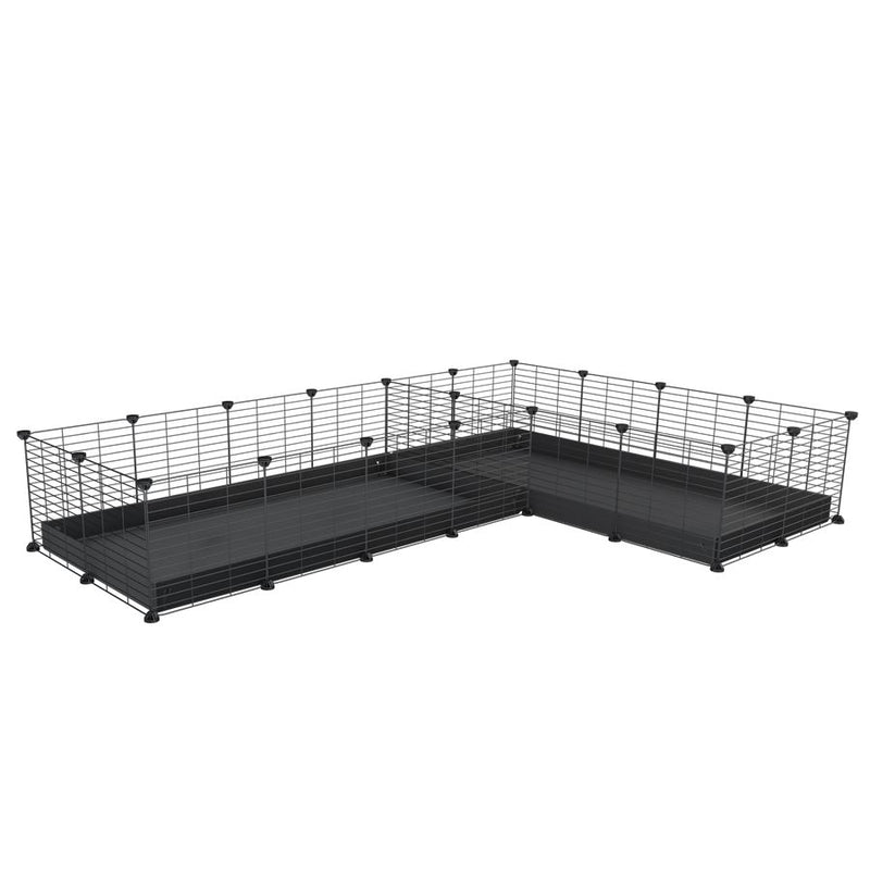 A 8x2 L-shape C&C cage with divider for guinea pig fighting or quarantine with black coroplast from brand kavee