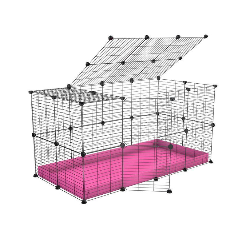 A 4x2 C&C rabbit cage with top and safe small hole grids pink coroplast by kavee USA