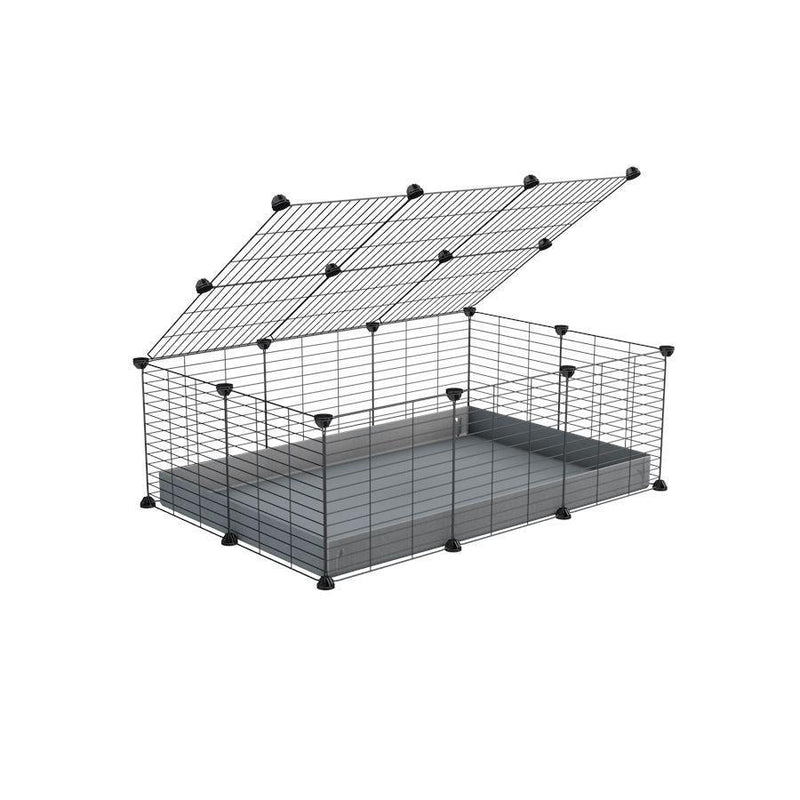 A 2x3 C and C cage for guinea pigs with gray coroplast a lid and small hole grids from brand kavee