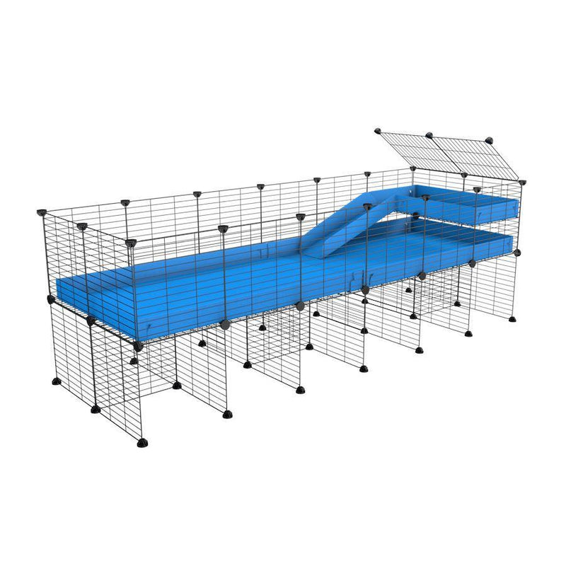 a 6x2 CC guinea pig cage with stand loft ramp small mesh grids blue corroplast by brand kavee