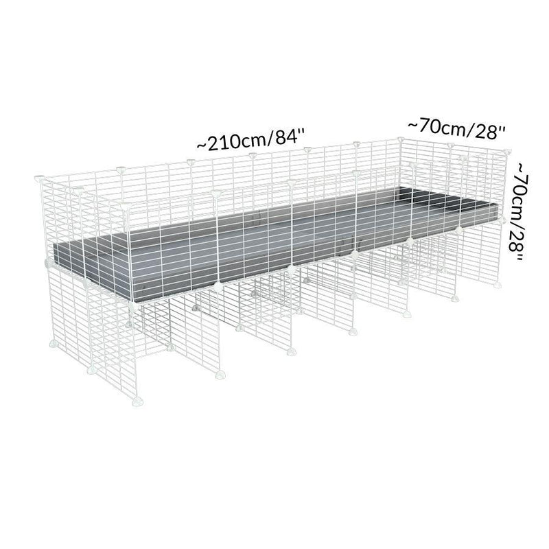 Dimensions of a 6x2 C&C cage for guinea pigs with a stand and a top gray plastic safe white grids by kavee