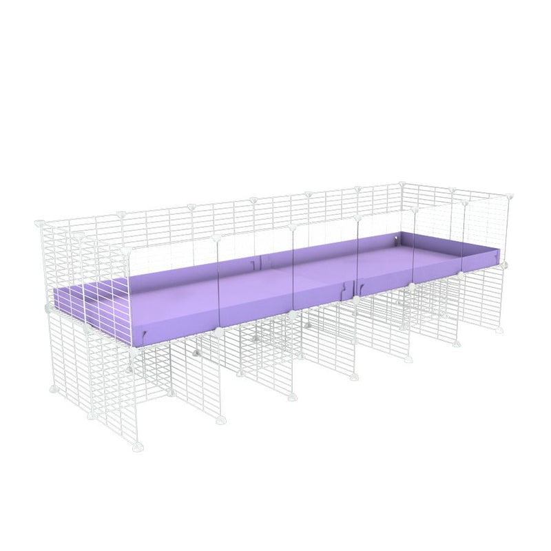a 6x2 CC cage with clear transparent plexiglass acrylic panels  for guinea pigs with a stand purple lilac pastel correx and white grids sold in USA by kavee