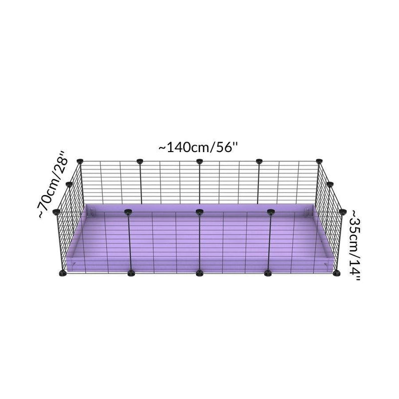 Size of A cheap 4x2 C&C cage for guinea pig with purple lilac pastel coroplast and baby grids from brand kavee