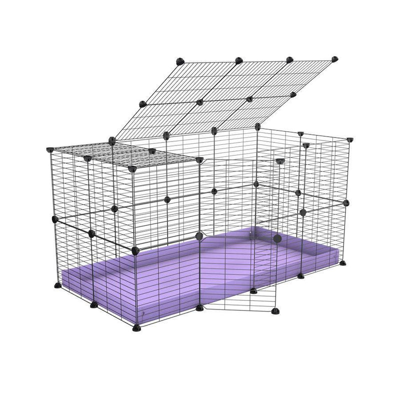 A 4x2 C&C rabbit cage with top and safe baby bars grids purple coroplast by kavee USA