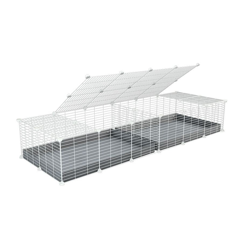 A 6x2 white C&C cage with lid divider for guinea pig fighting or quarantine with gray coroplast from brand kavee