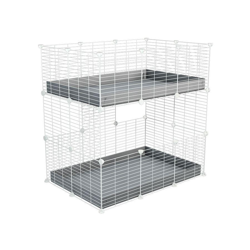 A two tier 3x2 c&c cage for guinea pigs with two levels gray correx baby safe white grids by brand kavee in the USA