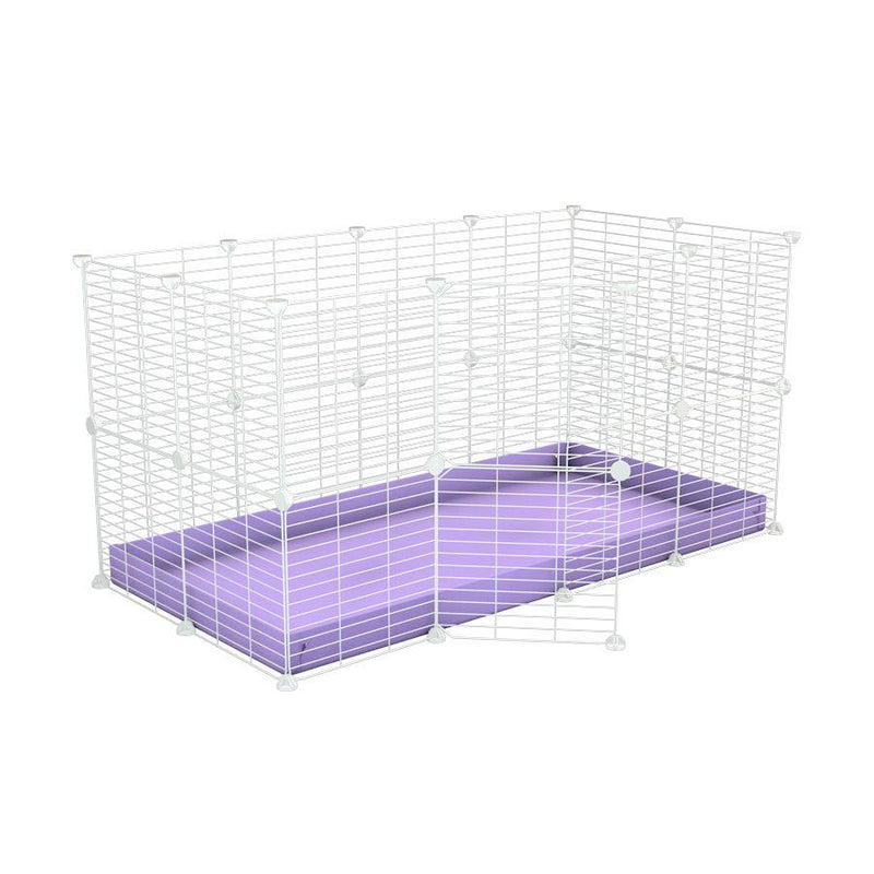 A 4x2 C&C rabbit cage with safe small meshing baby bars white C&C grids and Lilac coroplast by kavee USA