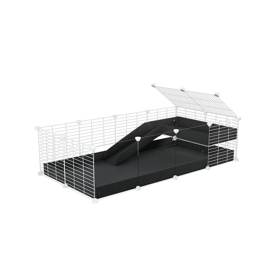 4x2 C&C Cage with a Loft and Ramp Clear Acrylic Panels Kavee Cages