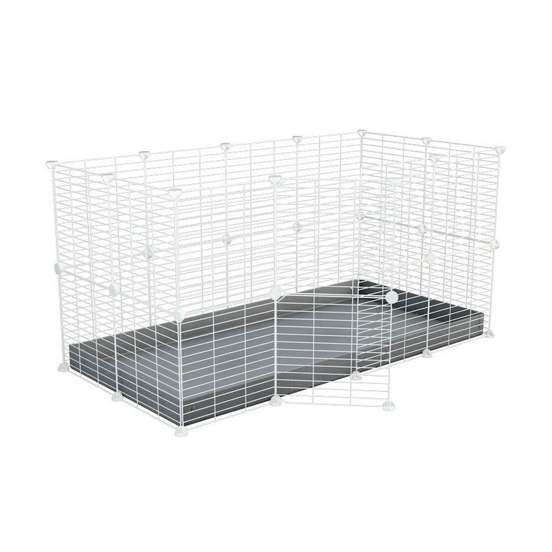 A 4x2 C&C rabbit cage with safe small meshing baby bars white C&C grids and gray coroplast by kavee USA