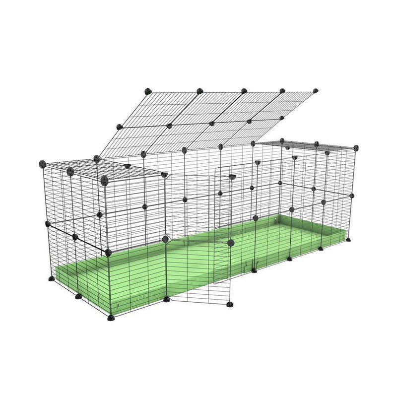 A 6x2 C and C rabbit cage with lid and safe baby grids green pastel coroplast by kavee USA