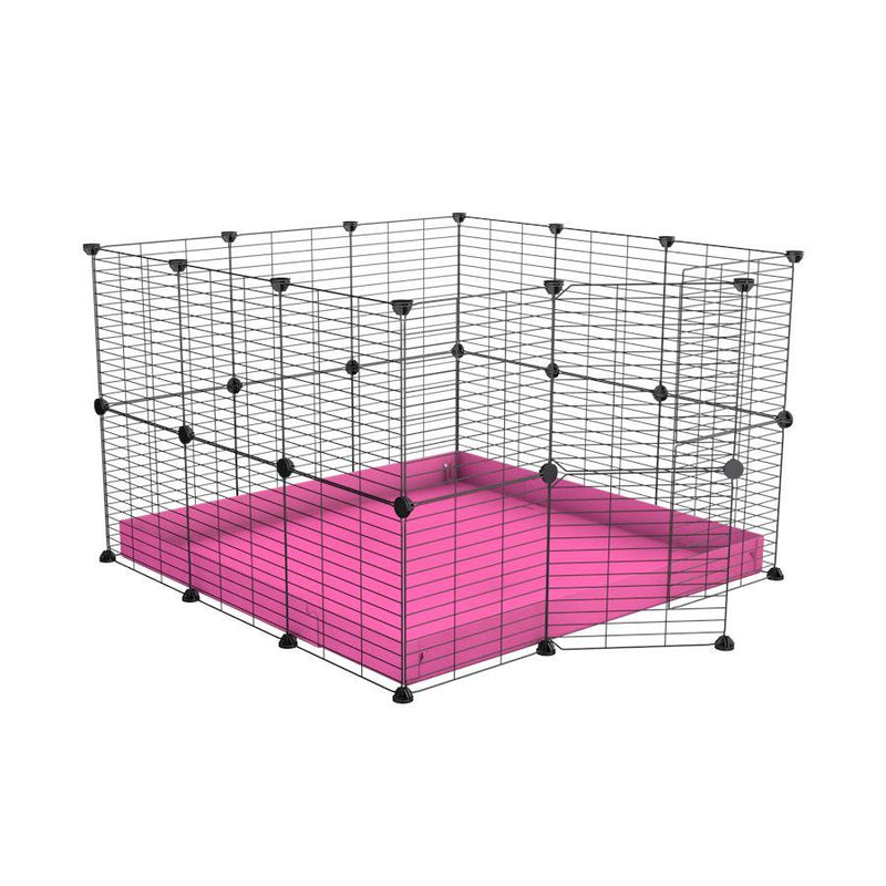 A 3x3 C and C rabbit cage with safe baby bars grids and pink coroplast by kavee USA