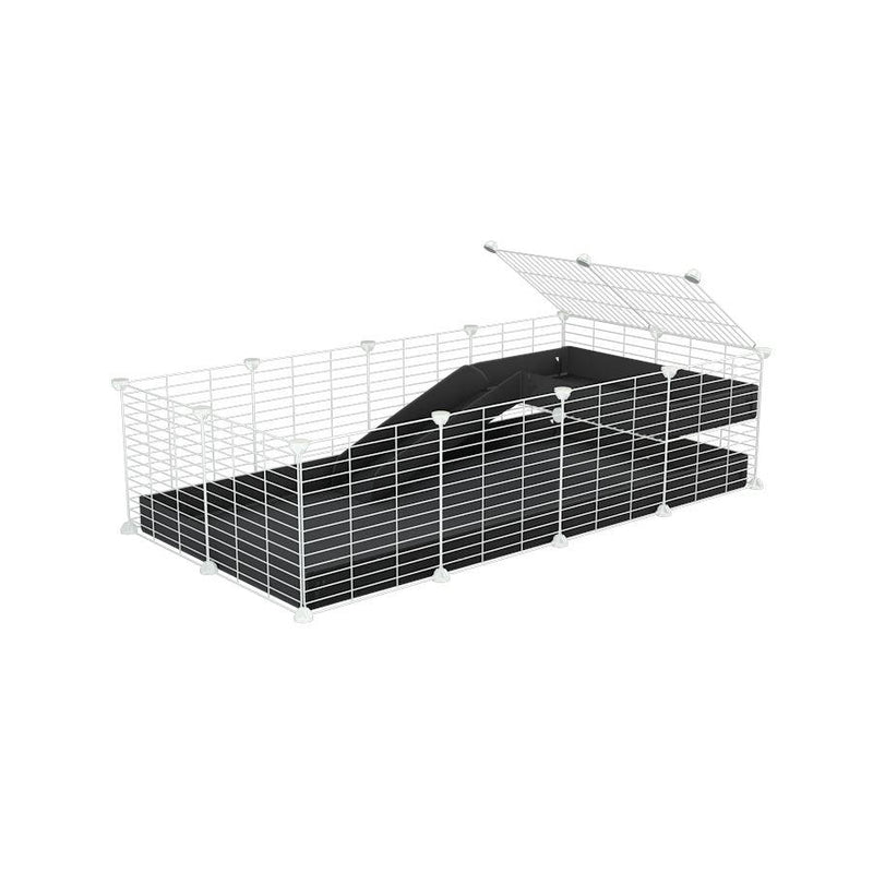 a 4x2 C&C guinea pig cage with a loft and a ramp black coroplast sheet and baby bars by kavee