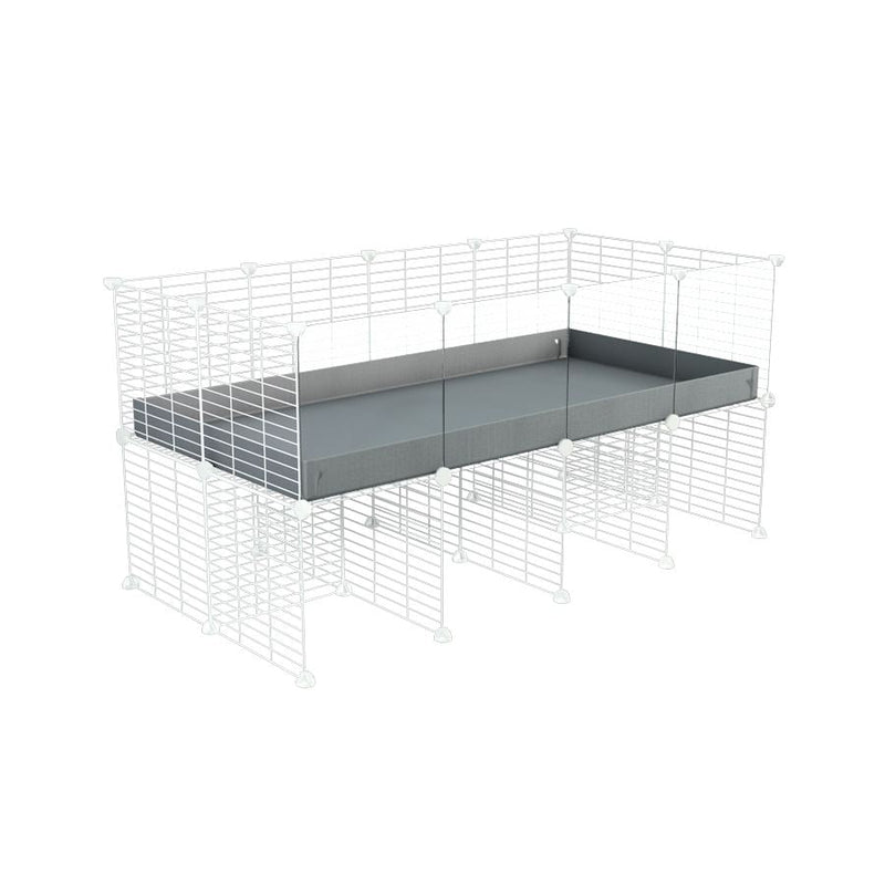a 4x2 CC cage with clear transparent plexiglass acrylic panels  for guinea pigs with a stand gray correx and white C&C grids sold in USA by kavee