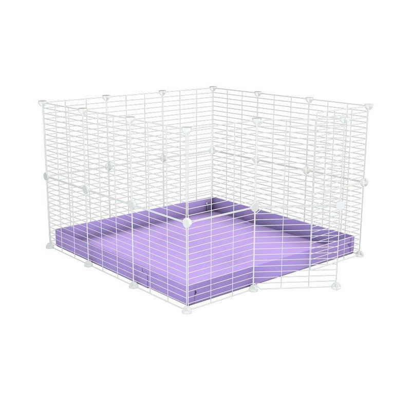 A 3x3 C and C rabbit cage with safe baby proof white grids purple coroplast by kavee USA