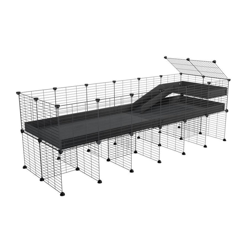 a 6x2 CC guinea pig cage with stand loft ramp small mesh grids black corroplast by brand kavee