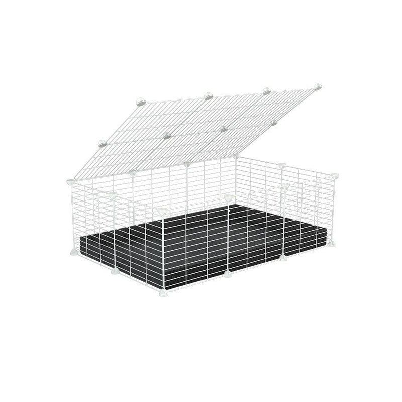 A 2x3 C and C cage for guinea pigs with black coroplast a lid and small hole white grids from brand kavee